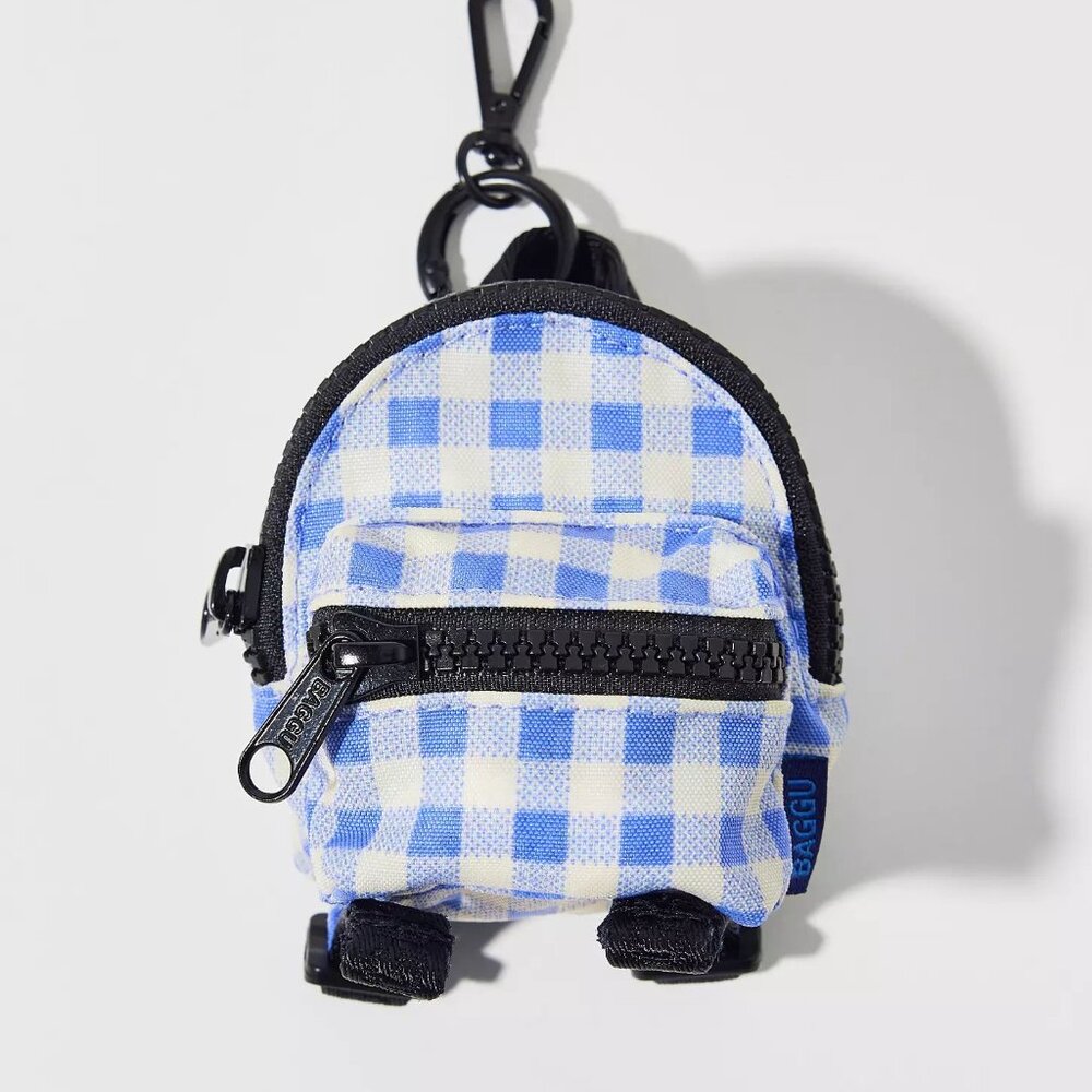 NWT Baggu Backpack Charm - Blue Gingham